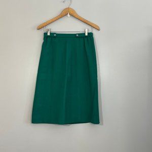 Vintage Emerald Green Wool A-Line Midi Skirt